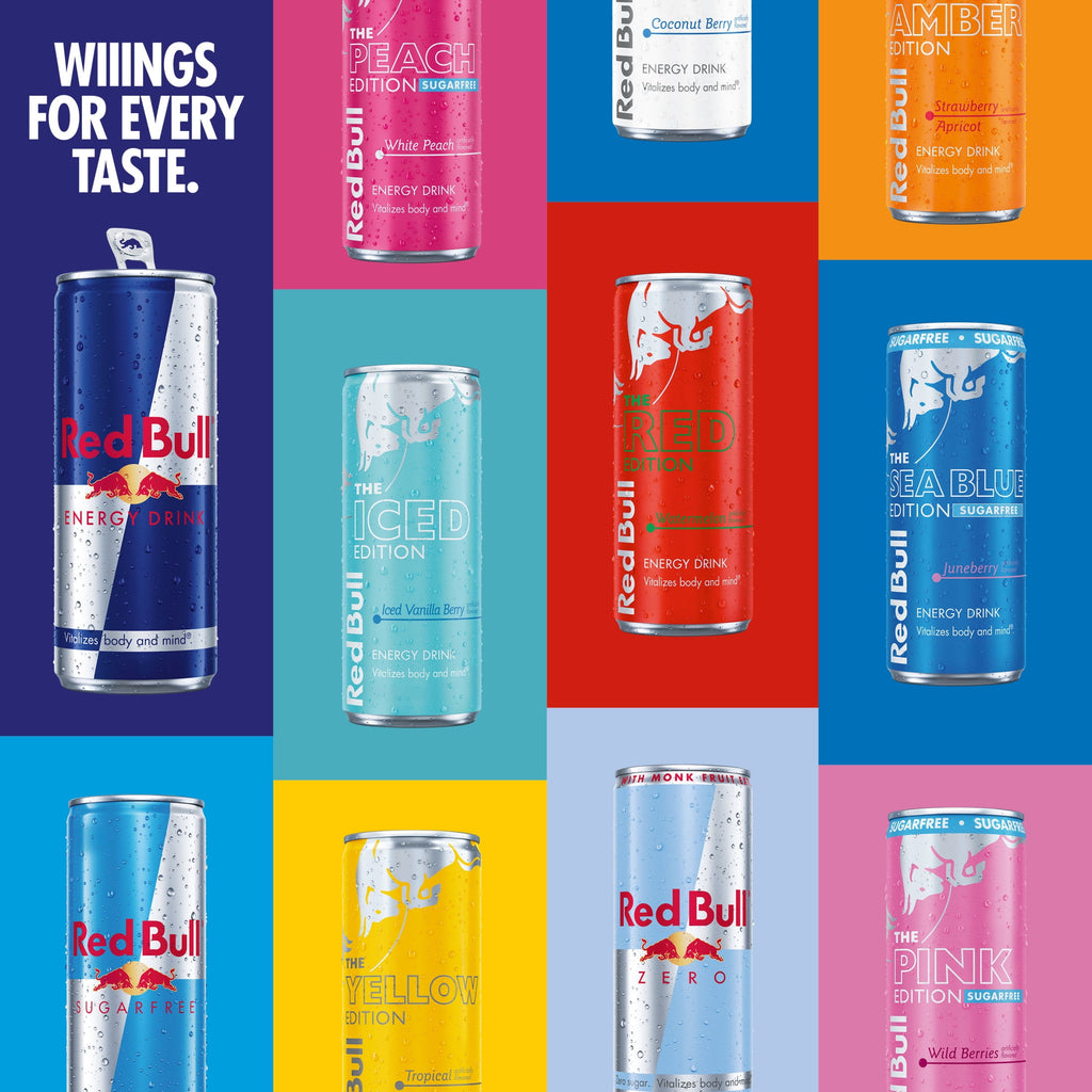 Red Bull Energy Drink Variety pack, Peach, Iced Vanilla Berry, Pink