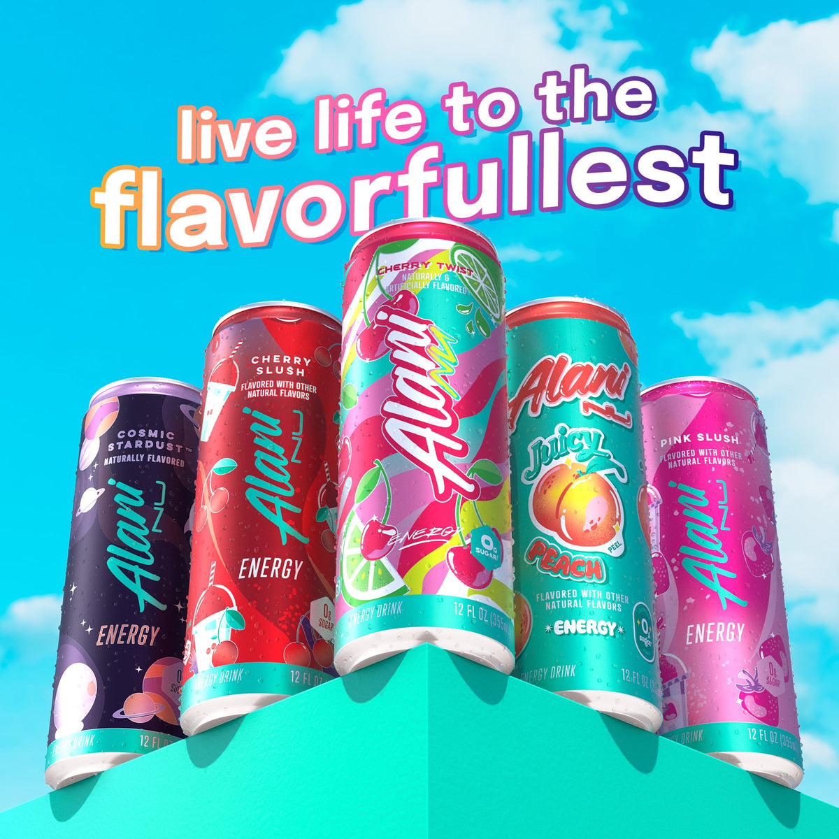 Alani Nu Sugar Free Energy Drink, Variety Pack, Pink Slush, Orange Kiss, Cherry Twist, 12 fl oz, 12 Pack, Cans, 200mg Caffeine