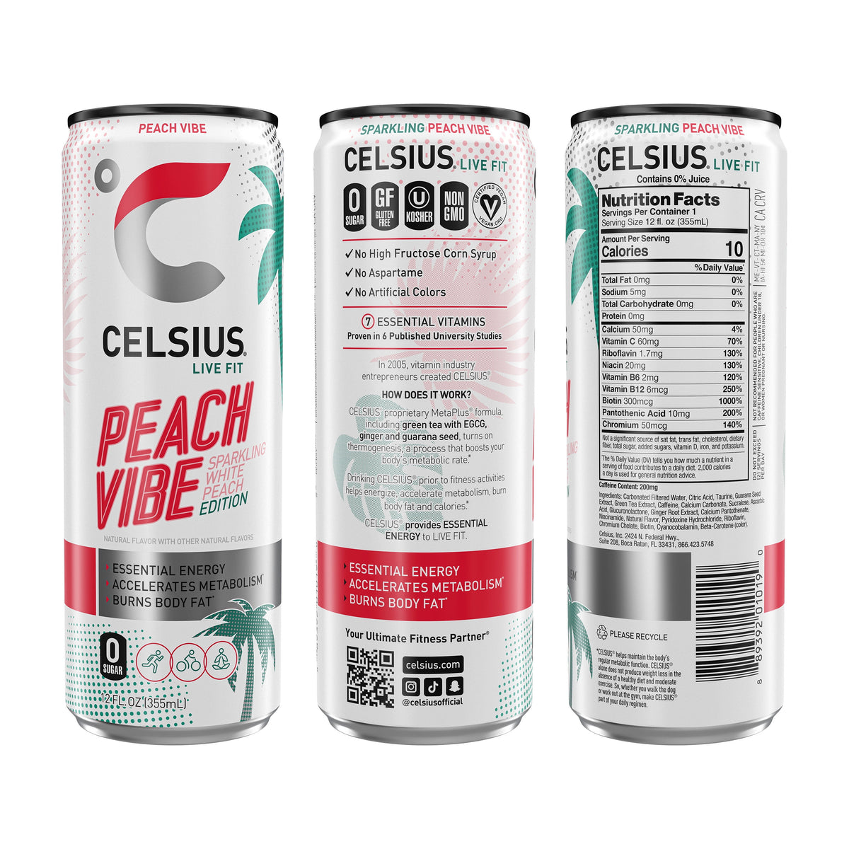 CELSIUS Sparkling Vibe Variety Pack, Functional Energy Drink 12 fl oz (Pack of 12)