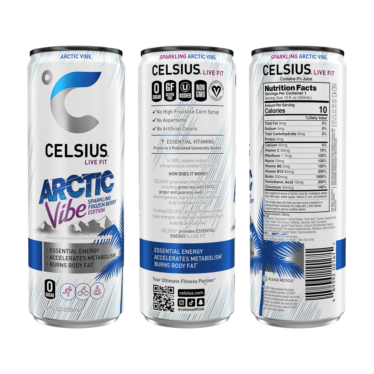 CELSIUS Sparkling Vibe Variety Pack, Functional Energy Drink 12 fl oz (Pack of 12)