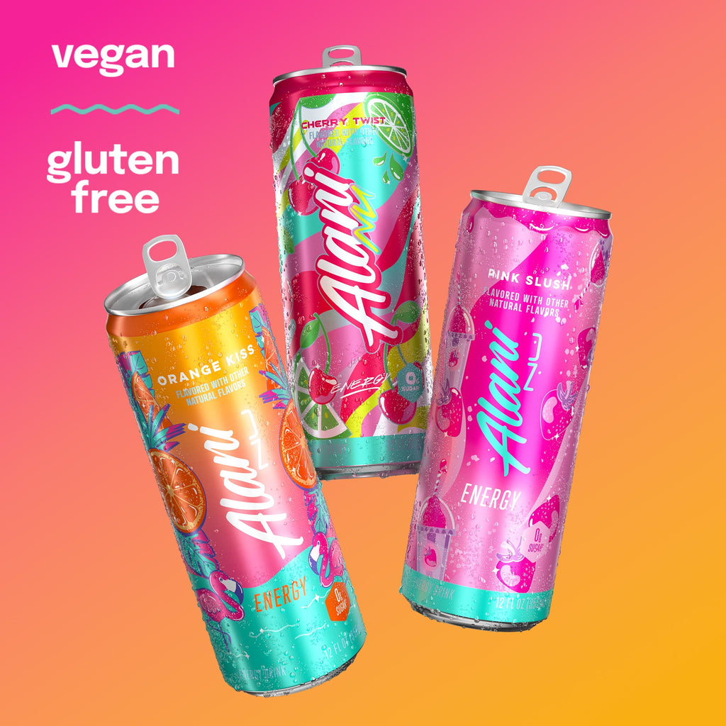 Alani Nu Sugar Free Energy Drink, Variety Pack, Pink Slush, Orange Kiss, Cherry Twist, 12 fl oz, 12 Pack, Cans, 200mg Caffeine