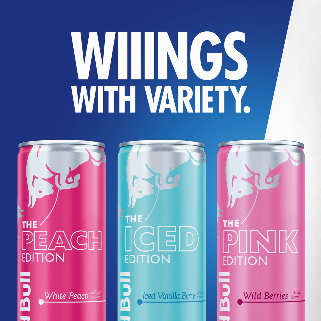 Red Bull Energy Drink Variety pack, Peach, Iced Vanilla Berry, Pink